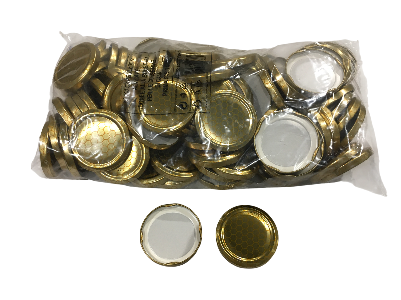capsule twist off oro diametro 63 mm per vasetti miele apicoltura confezione 100 pezzi