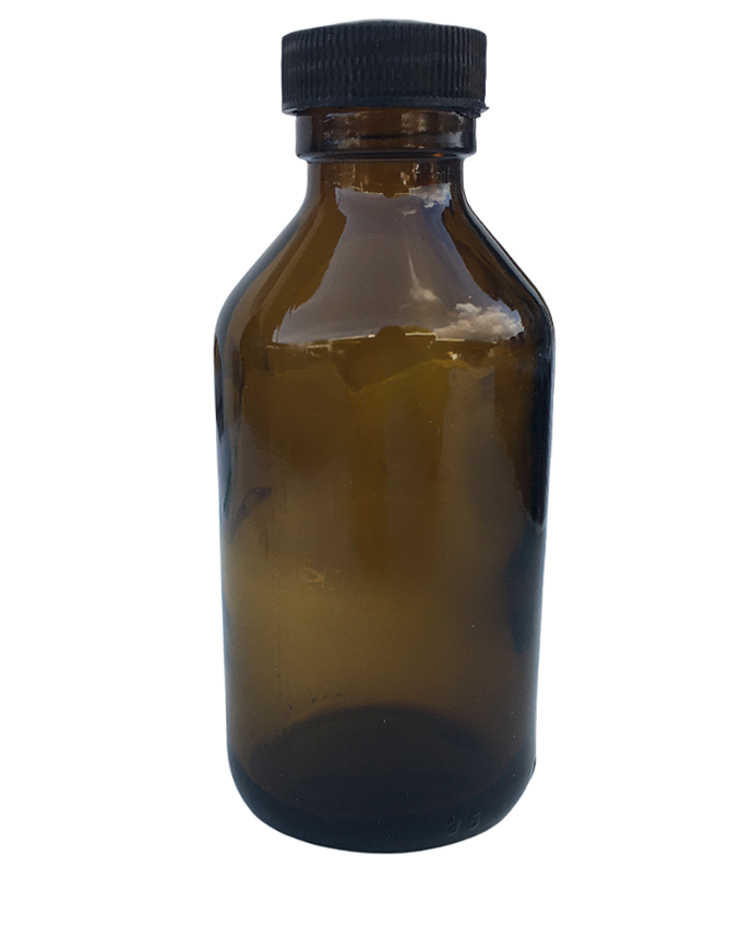 bottiglietta vetro ambrato 100 ml con tappo a vite per propoli e liquidi sensibili