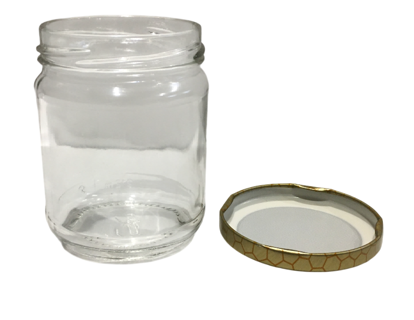 vaso in vetro 212 ml con tappo oro alveare ideale per miele e conserve
