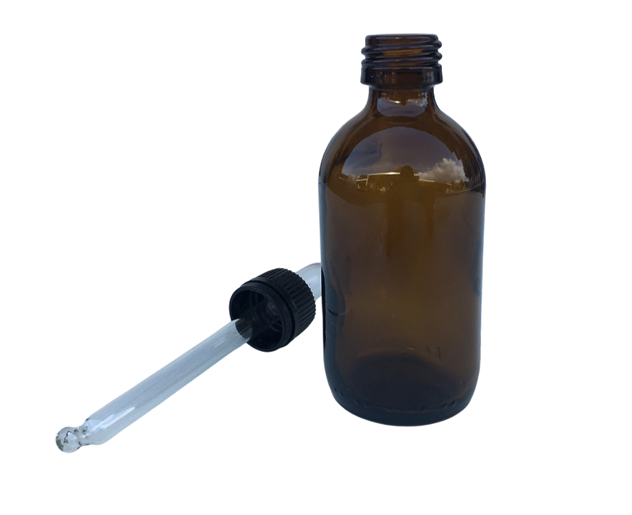 flacone vetro ambrato 50 ml con contagocce separato per laboratorio apicoltura