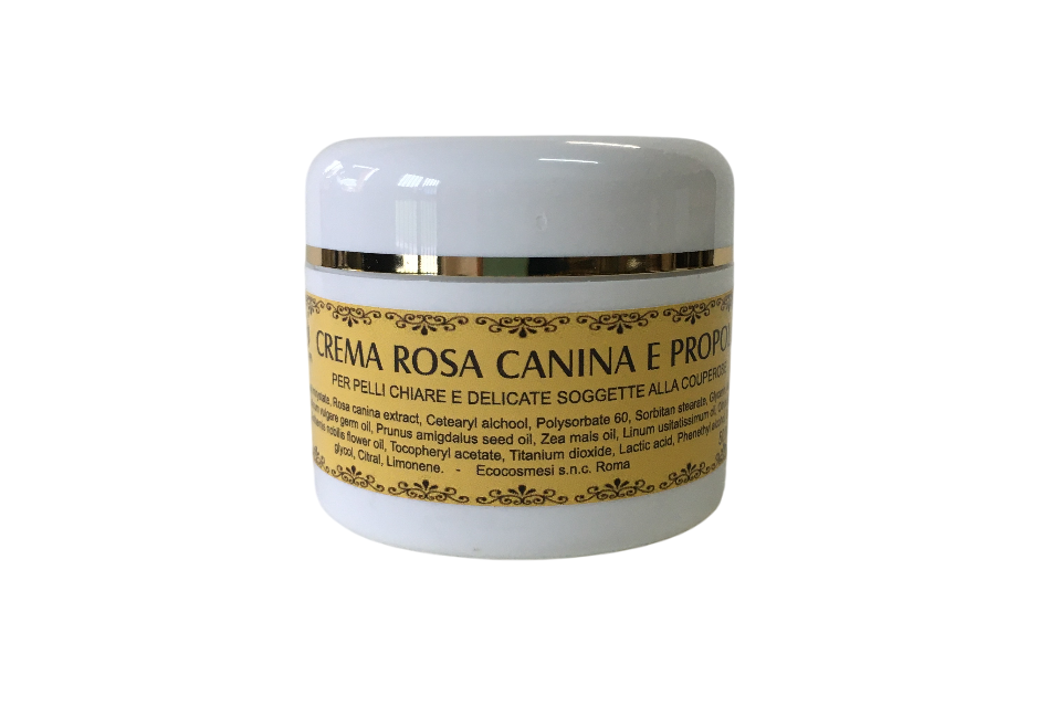 Vasetto crema rosa canina propoli per pelli chiare delicate couperose