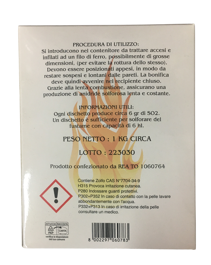 Procedura e indicazioni du2019uso dischetti di zolfo combustione lenta