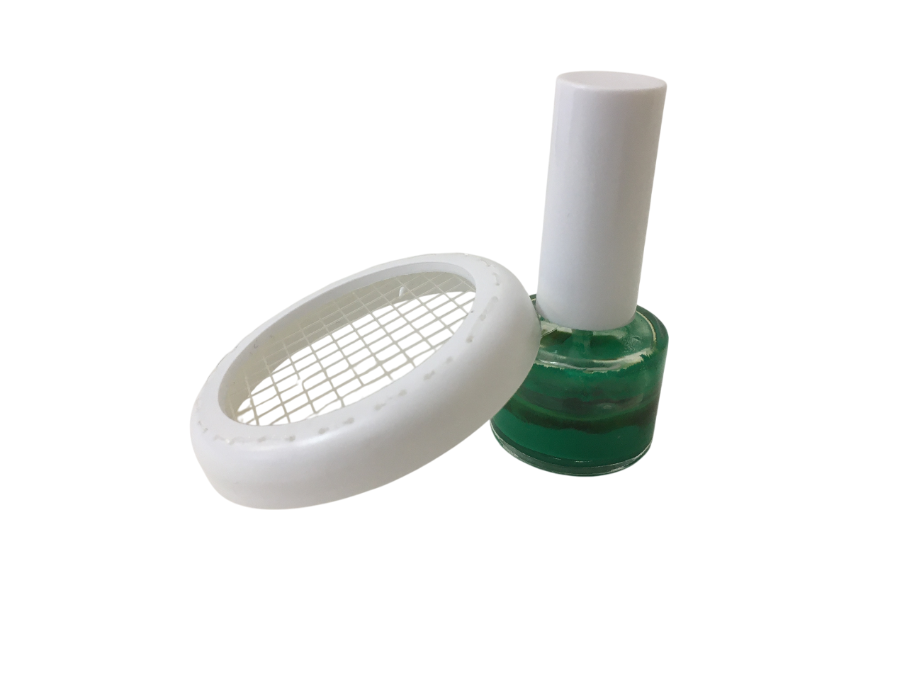 Flacone marcatore verde con retina fermaregina adatta ad api regine