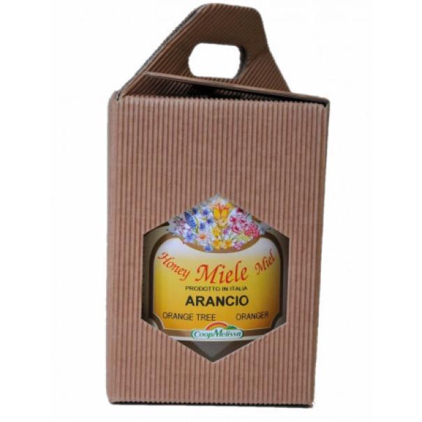 scatola portavaso avana con manico per miele da 1000 grammi in cartoncino cannetu00e9