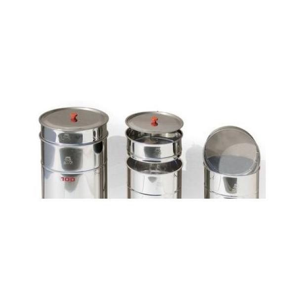 filtro a tutto diametro per maturatore miele in rete inox compatibile 100 kg vista su contenitori acciaio