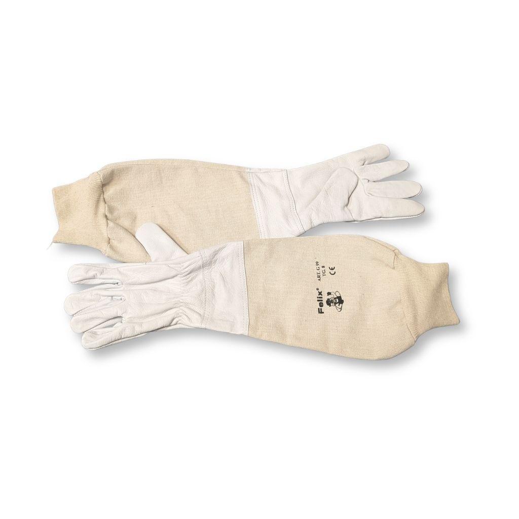 Guanti apicoltura in pelle cotone con manichetta lunga taglia 8
