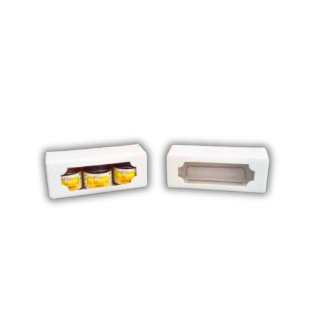 Scatola montata con vasetti miele e finestra trasparente