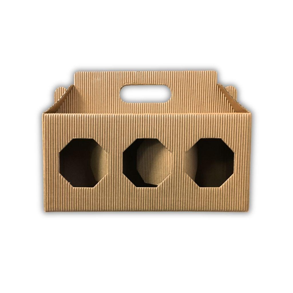 Scatola avana cartoncino con finestre per tre vasetti miele