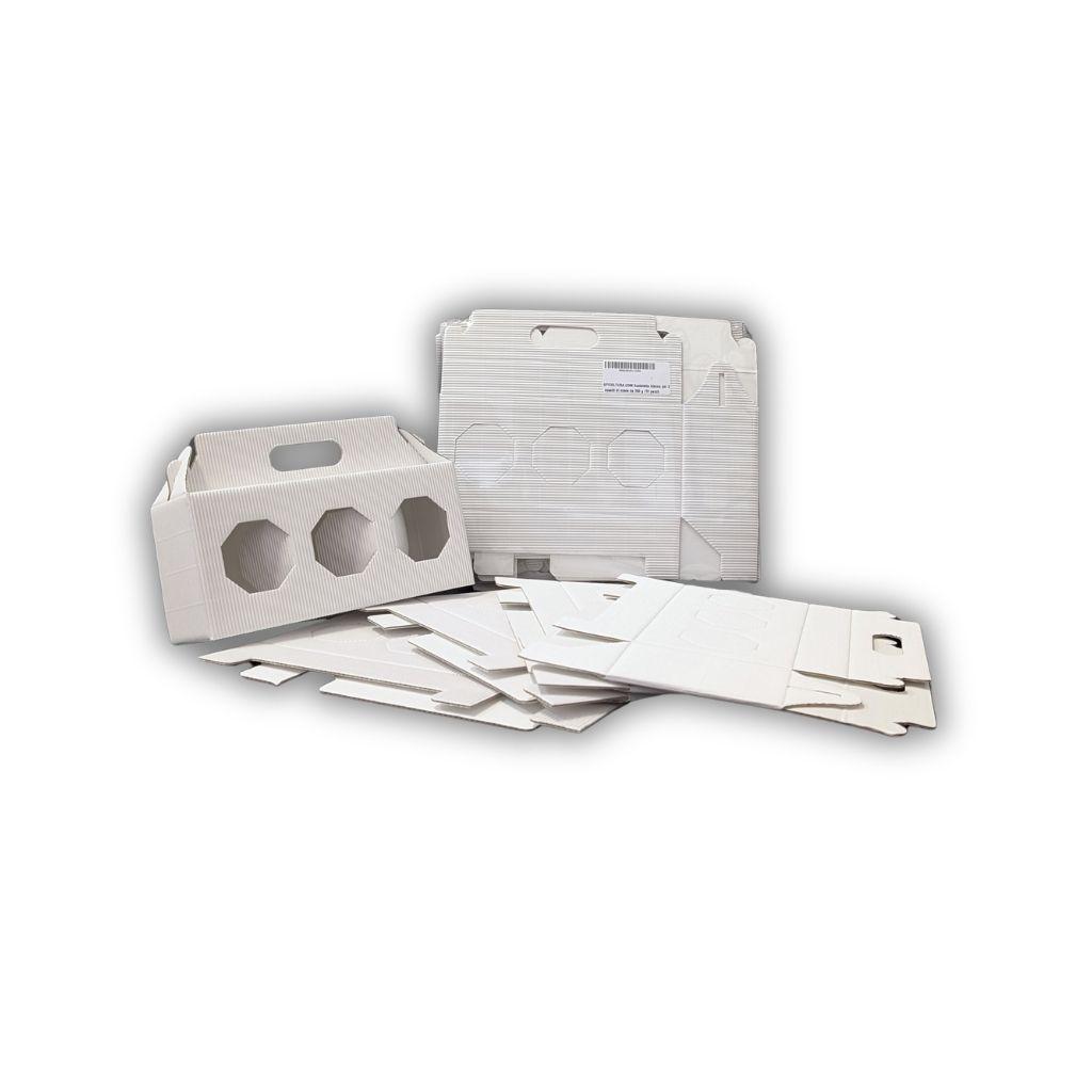 Scatolette bianche in cartoncino per 3 vasetti miele da 250g confezione 10 pezzi