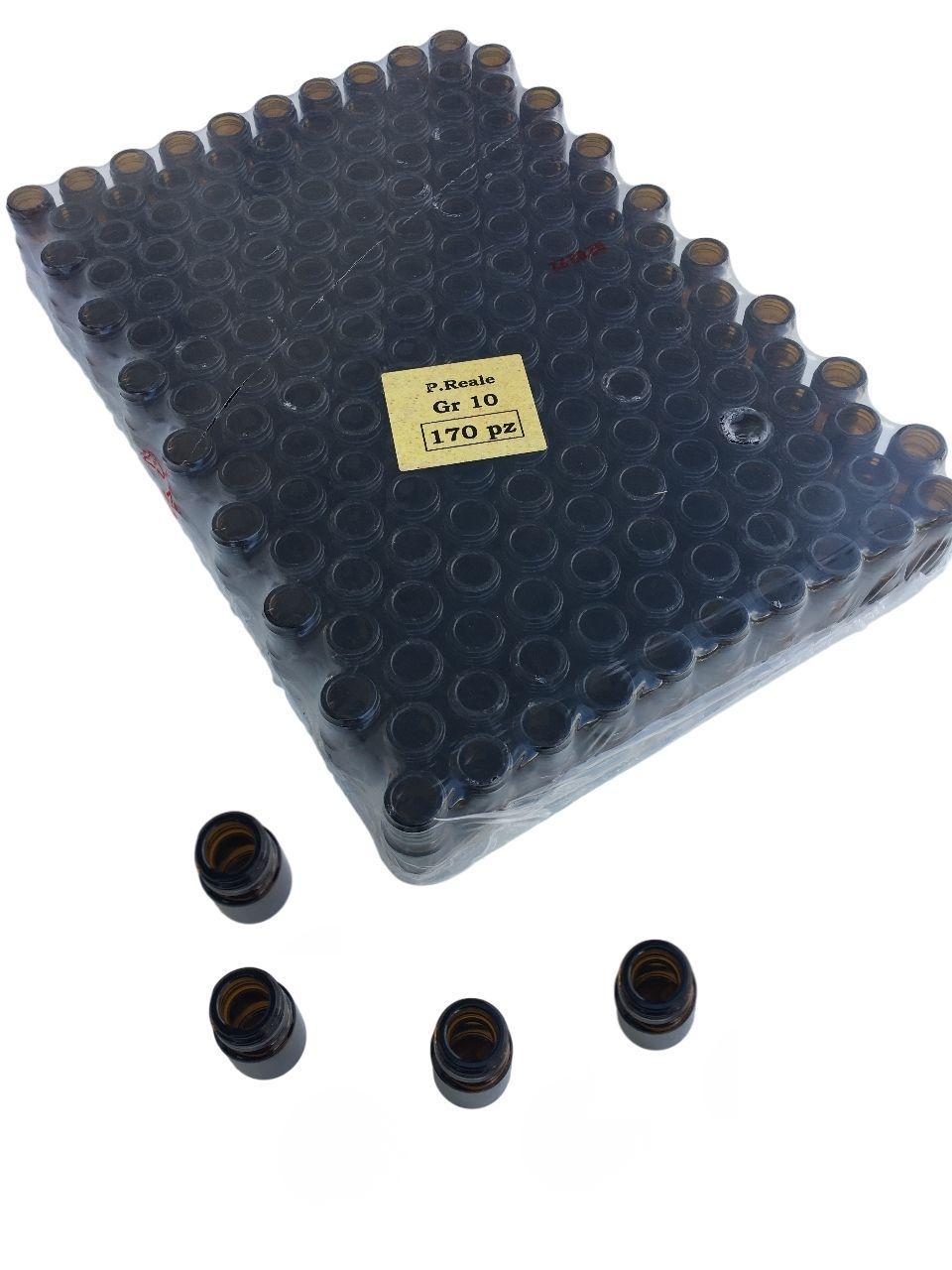 Confezione di vasetti in vetro scuro 15 cc per pappa reale senza tappo