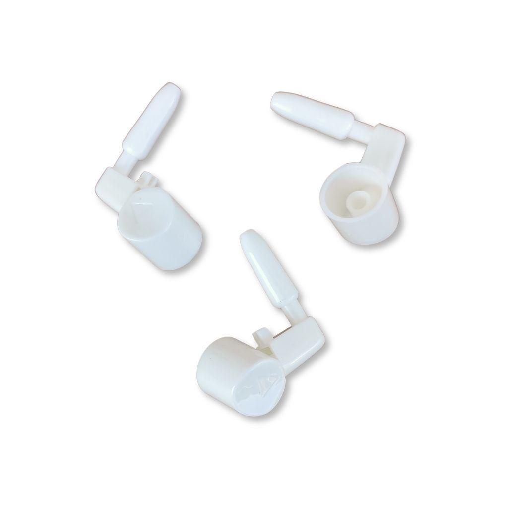 Tre cannule orientabili bianche per erogatori spray compatibili PP18