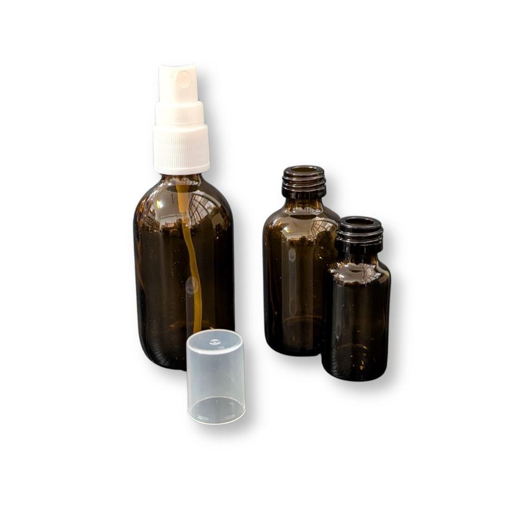 Gruppo flaconi vetro e spruzzatore applicato per soluzioni liquide