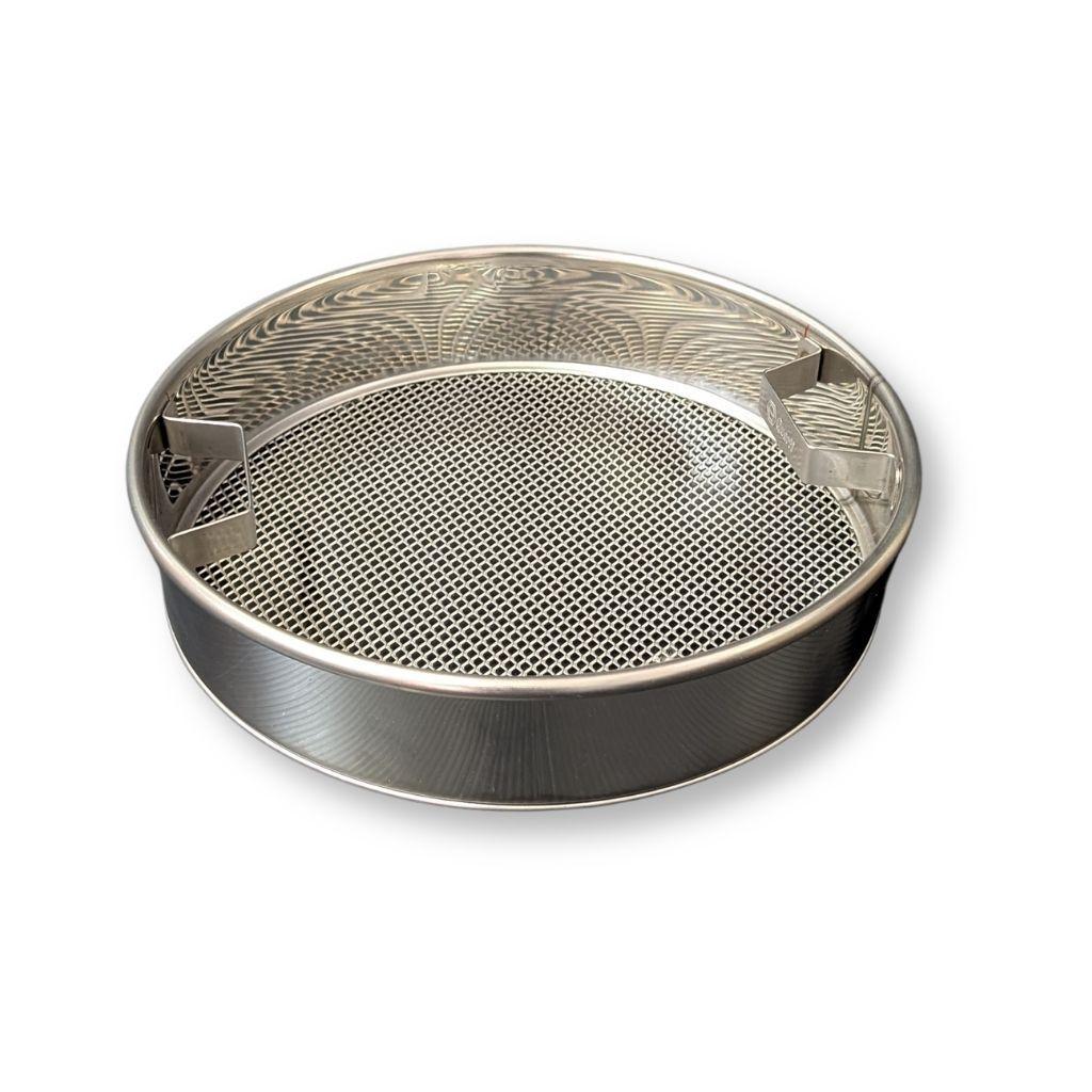 Filtro acciaio inox per miele con maniglie laterali e rete stirata